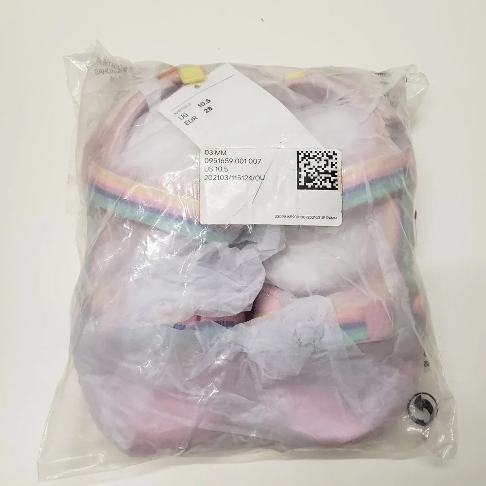 NWT H&M Girls Strappy Sandals in‎ Light pink/rainbow-colored Size US 10.5